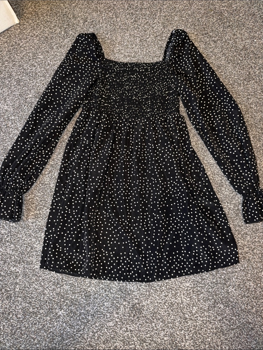 Missguided Black Polka Dot Smocked Mini Dress
